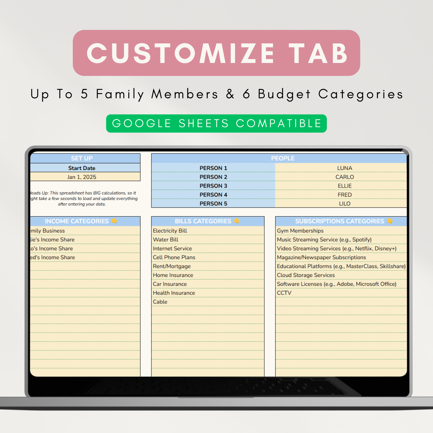 Couple & Family Budget Planner | Contribution Setup, 12-Month Automated Financial Planning (Google Sheet Template)