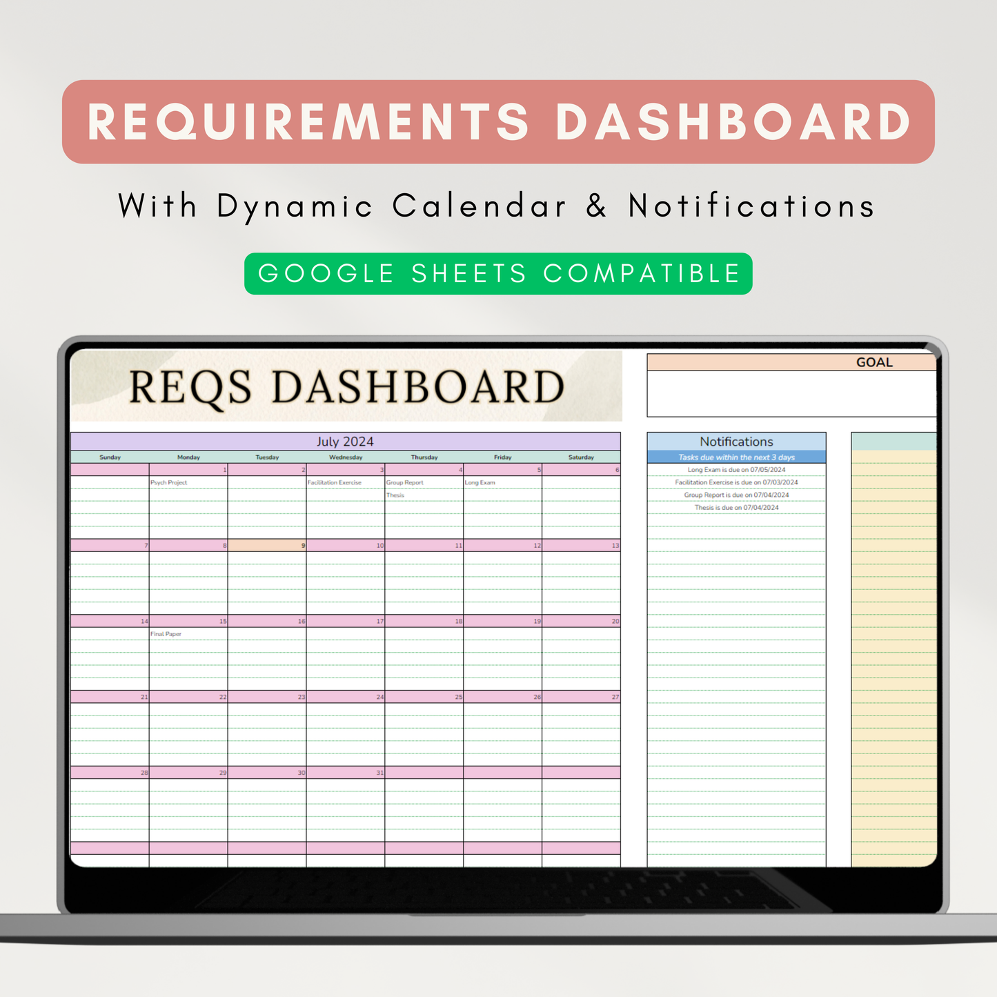 Simple Student Planner | With GWA Calculator, Study Planner, Requirements Tracker (Google Sheet Template)