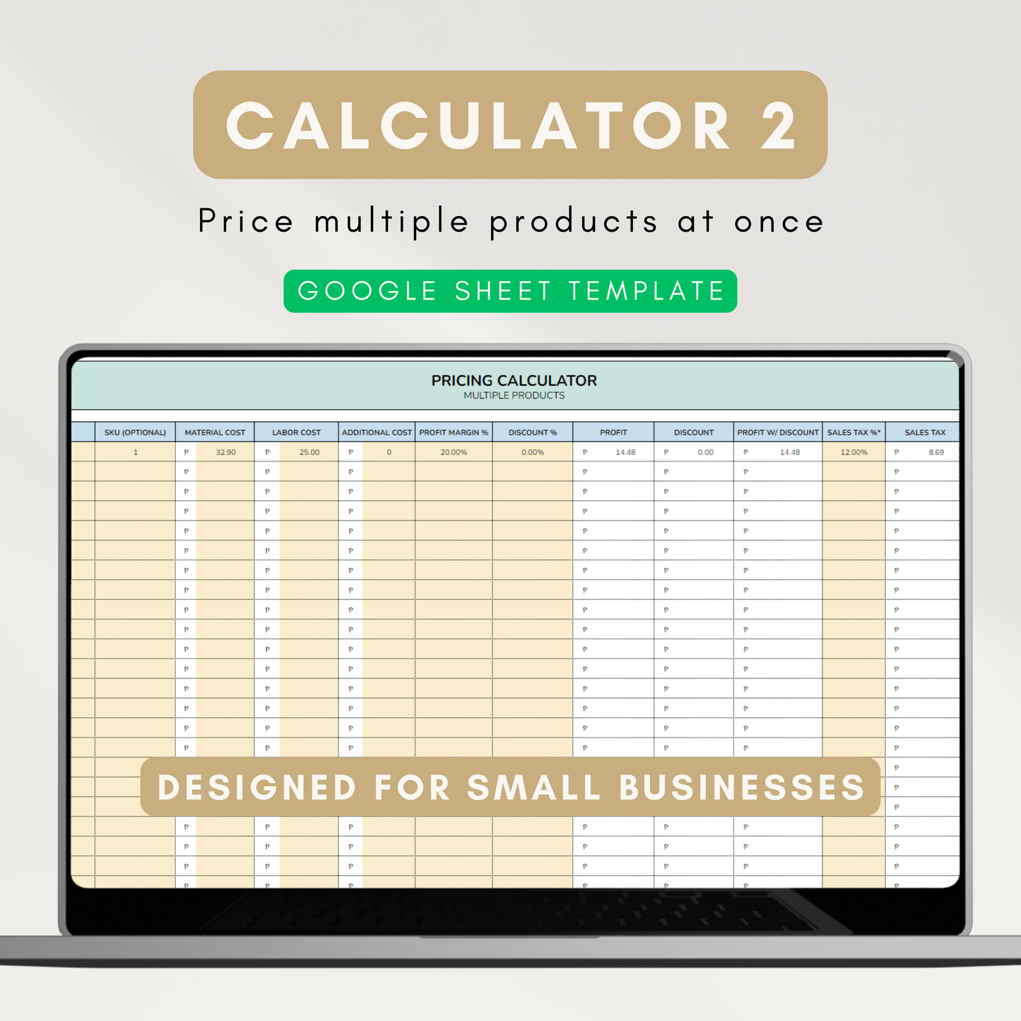 Simple Pricing Calculator | For Single Product & Multiple Products (Google Sheet Template)