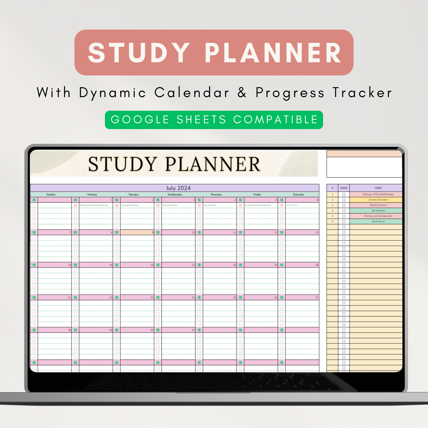 Simple Student Planner | With GWA Calculator, Study Planner, Requirements Tracker (Google Sheet Template)