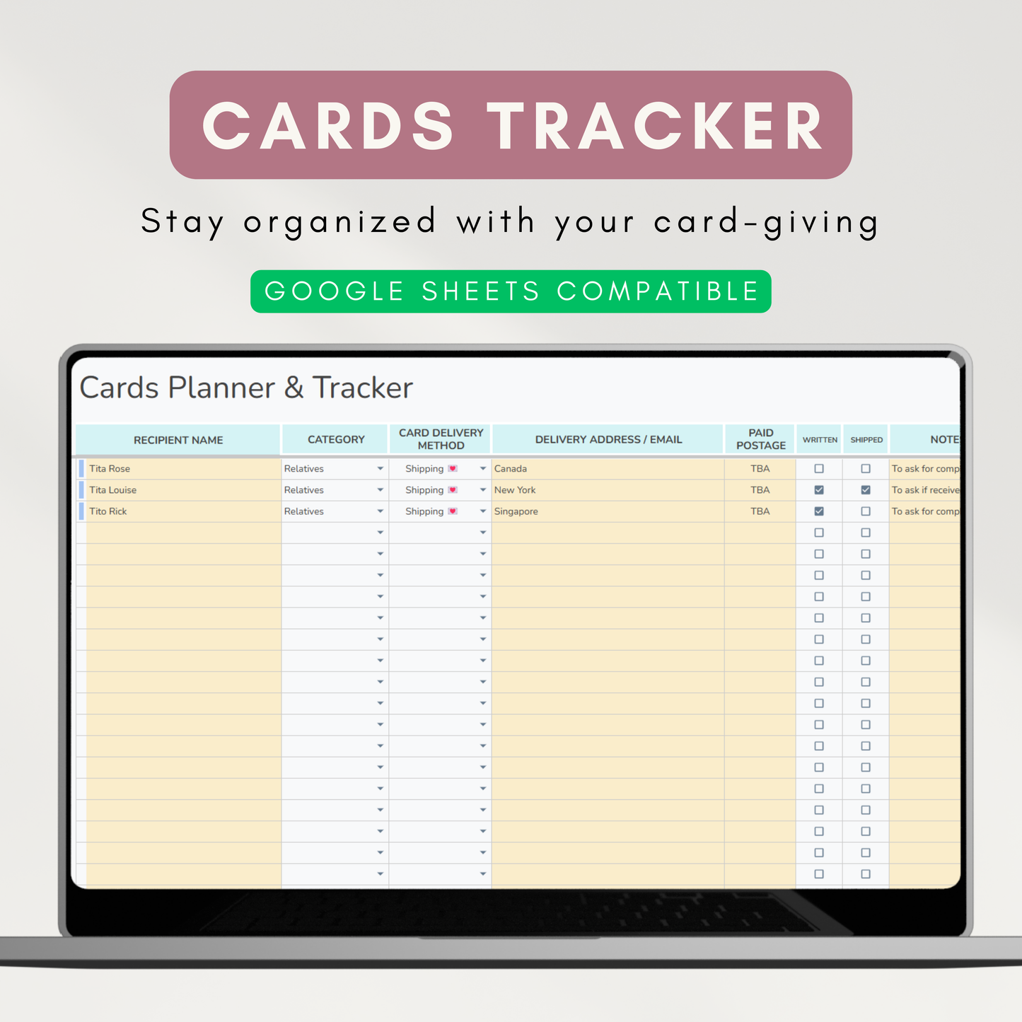 Ultimate Gift Planner | Gift Dashboard, Helpful Gift Insights, Shopping Status Board (Google Sheet Template)