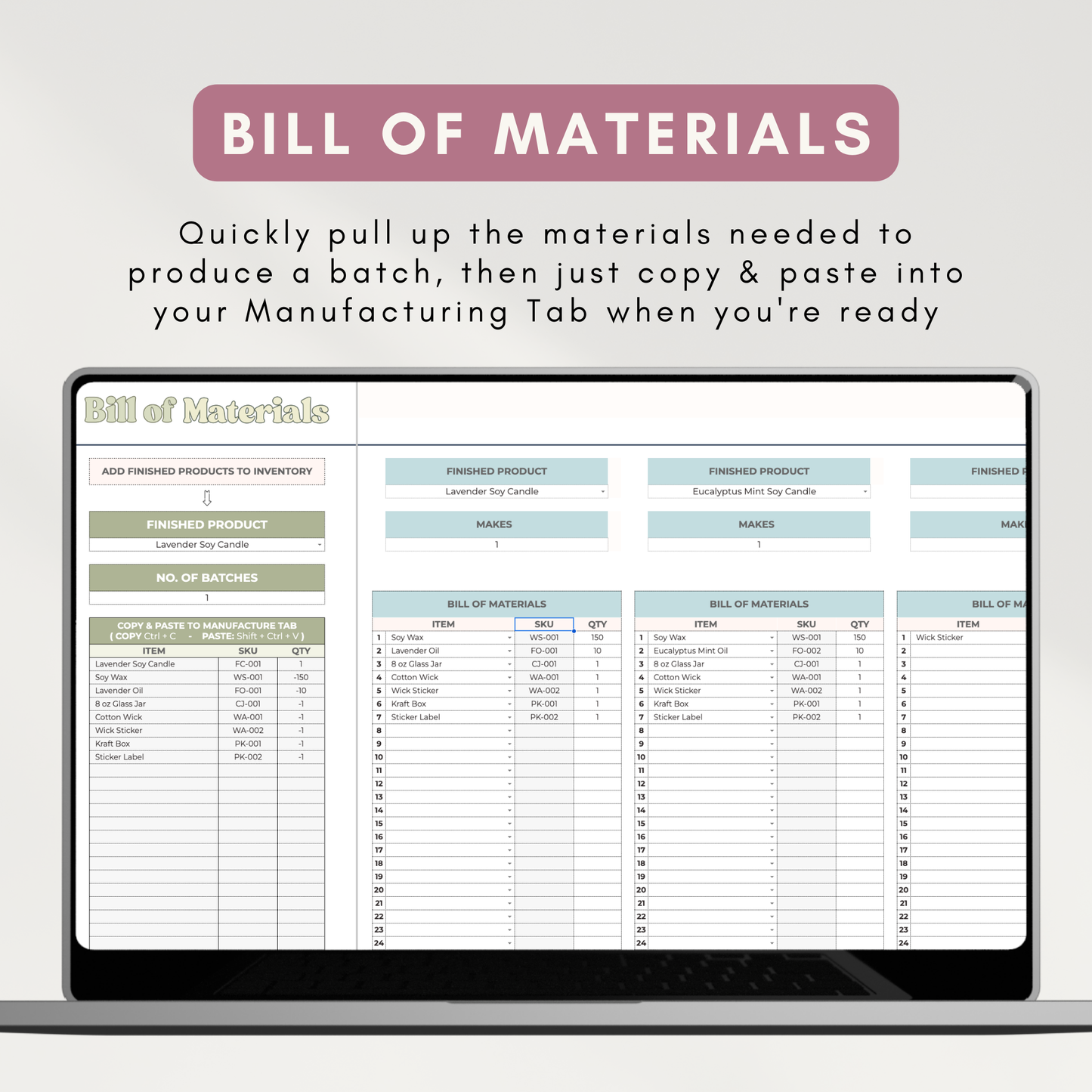 Inventory, Sales, and Manufacturing Tracker | All-in-One Stock Management, Sales Log, Supplier Tracker, and Production System (Google Sheet Template)