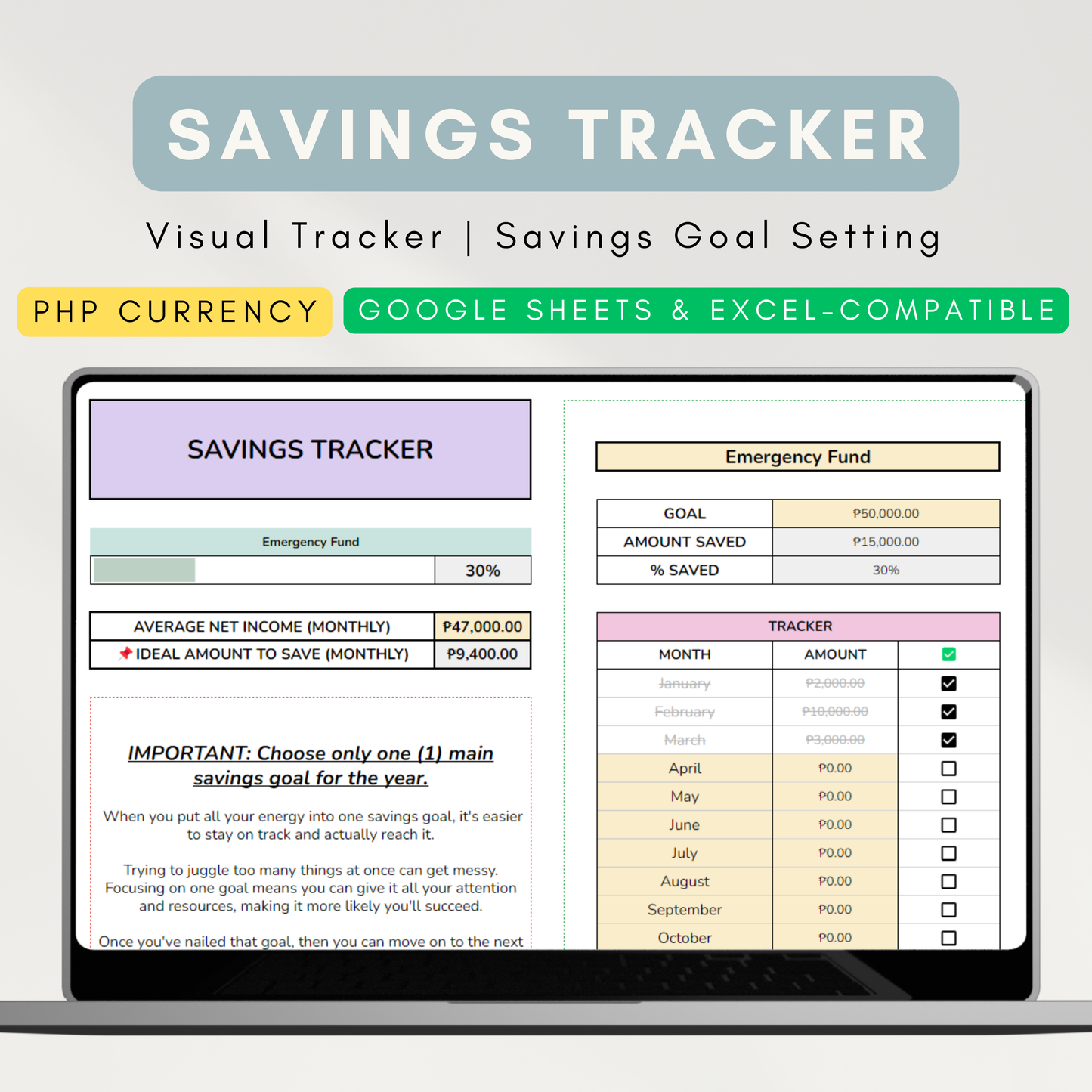 Simple Gen Z Budget Planner Template with Savings & Bills Tracker (Google Sheet Template)