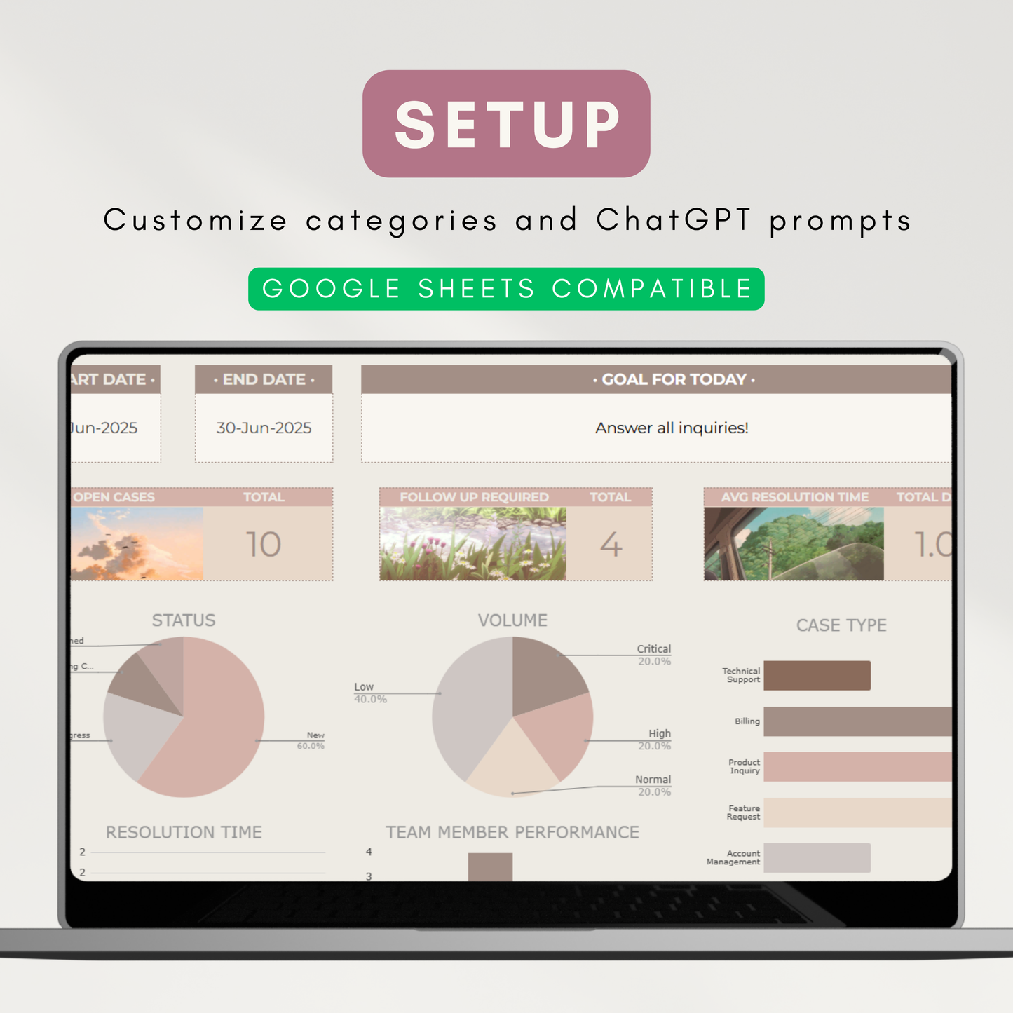 Ultimate Customer Support Tracker | Ticket Logging System, Auto ChatGPT Reply Assistant & Dashboard Analytics (Google Sheet Template)