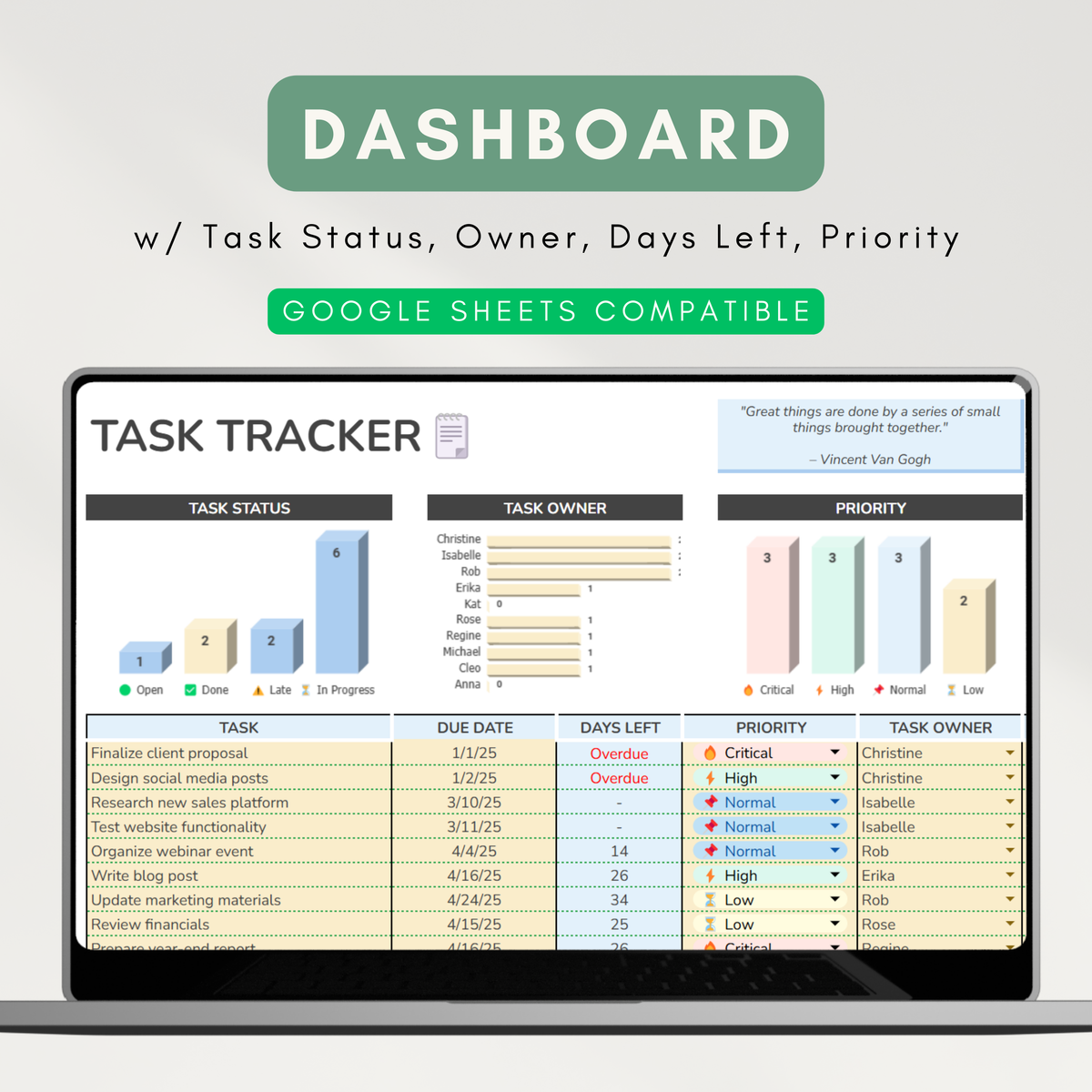 Ultimate Task Tracker - With Task Calendar, Task Status, Priority, Ass ...