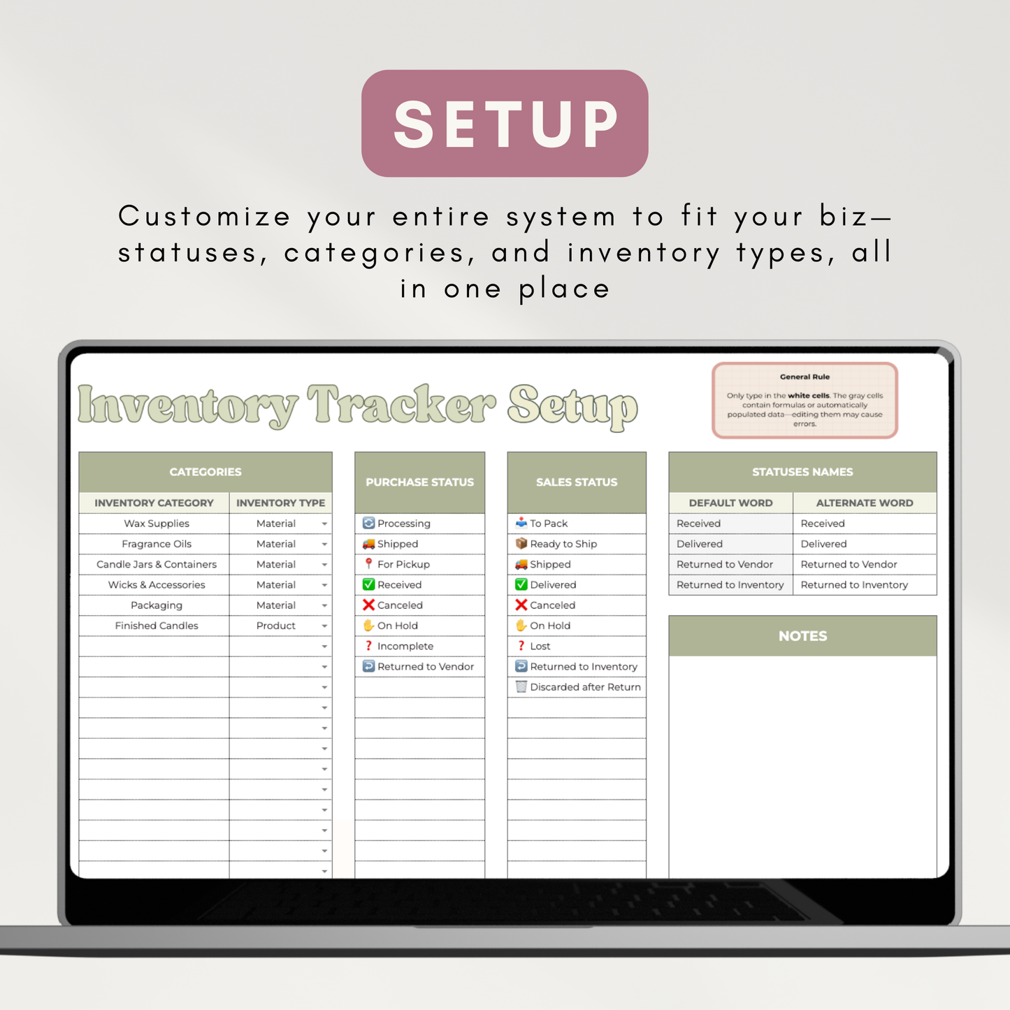 Inventory, Sales, and Manufacturing Tracker | All-in-One Stock Management, Sales Log, Supplier Tracker, and Production System (Google Sheet Template)
