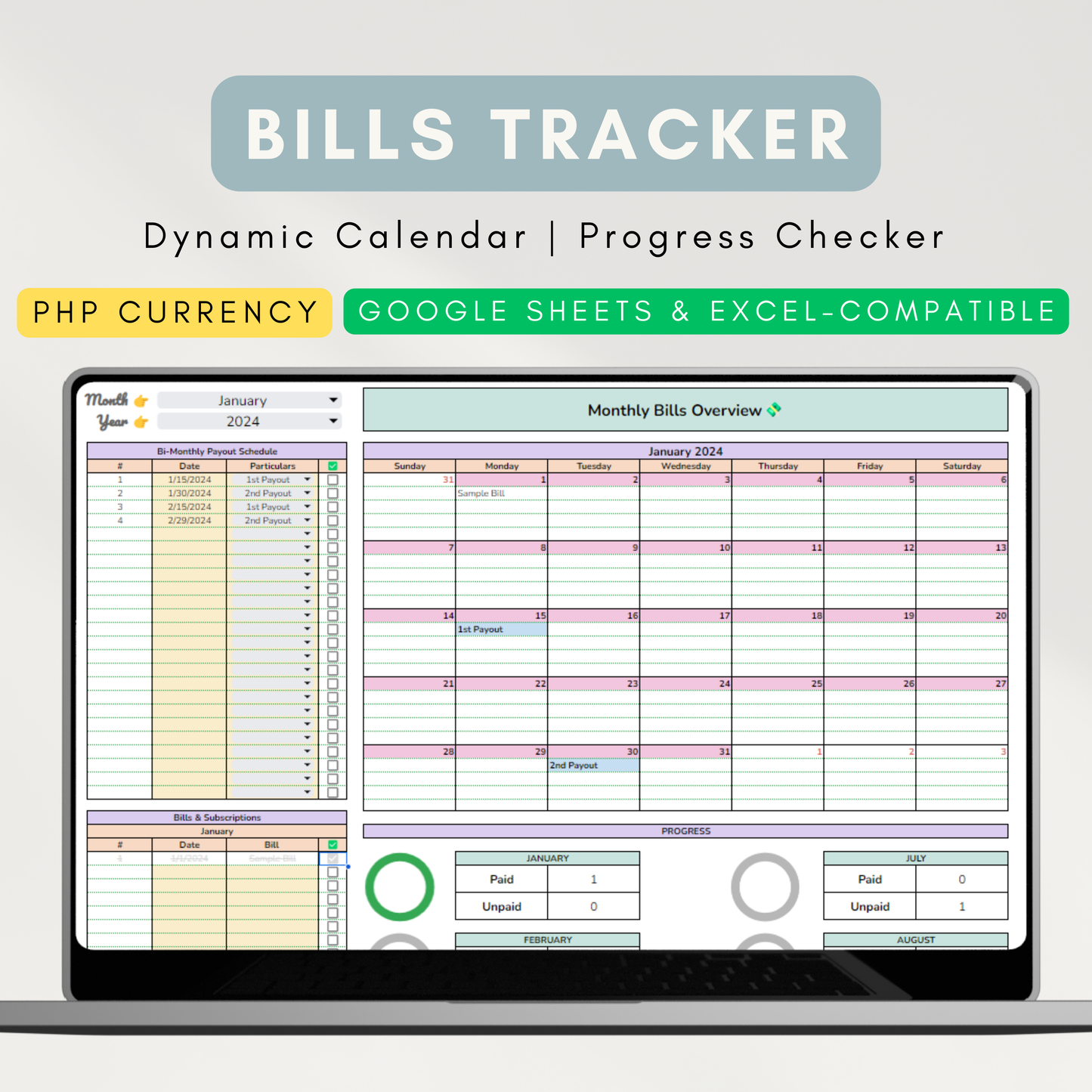 Simple Gen Z Budget Planner Template with Savings & Bills Tracker (Google Sheet Template)